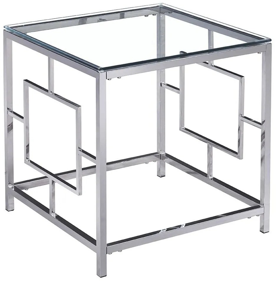 Τραπεζάκι Μεταλλικό 77273 55x55x55cm Clear-Silver