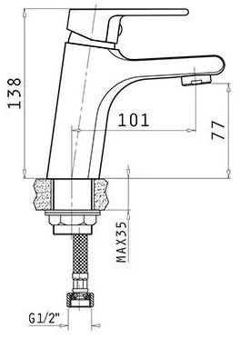 Μπαταρία νιπτήρα Vigoro Χρωμέ 5x11x13.8 εκ.