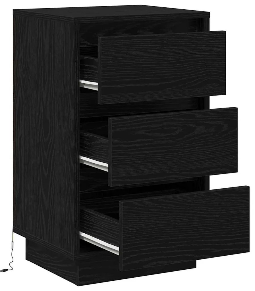vidaXL Κομοδίνο με συρτάρι Μαύρο 39 x 34.5 x 65 εκ. Επεξεργασμένο ξύλο