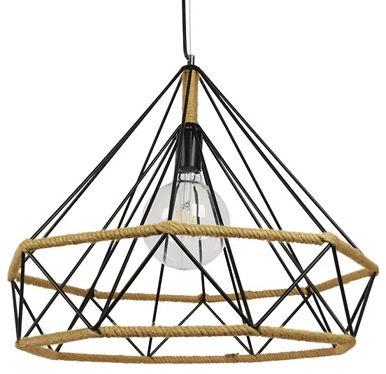 01422 GloboStar® GLOBOSTAR® FLUTED 01422 Vintage Κρεμαστό Φωτιστικό Οροφής με Ντουί 1 x E27 AC 220-240V IP20 - Μαύρο & Μπεζ - Μ50 x Π50 x Y44cm