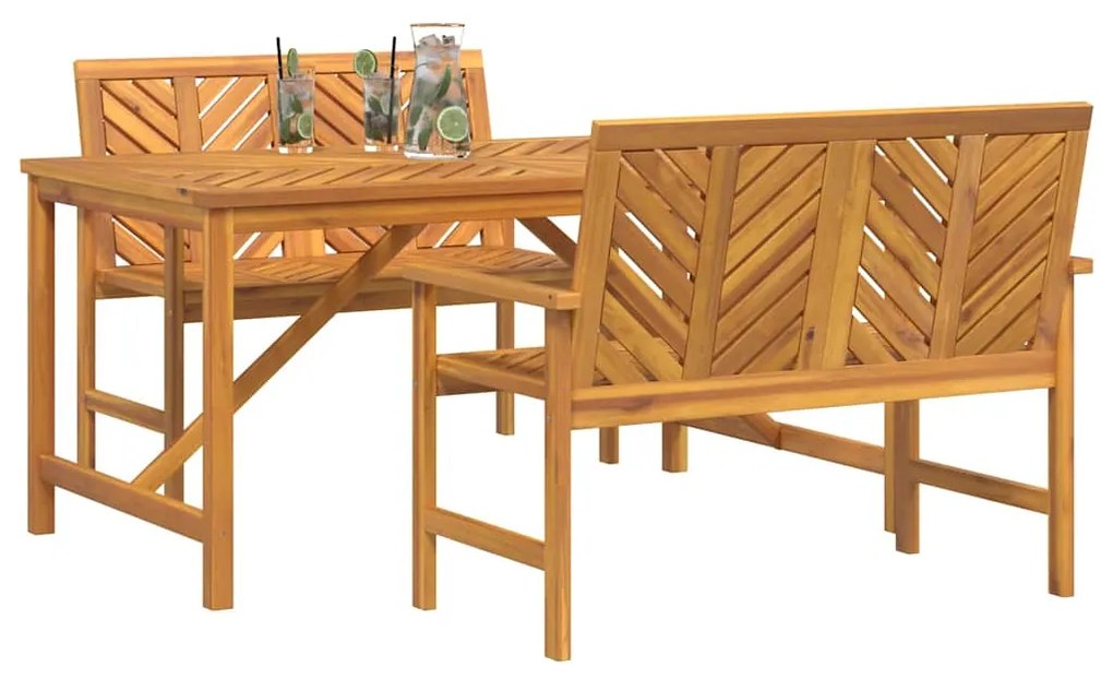 vidaXL Σέτ φαγητού για κήπο 3 pcs Καφέ 150 x 90 x 74 cm