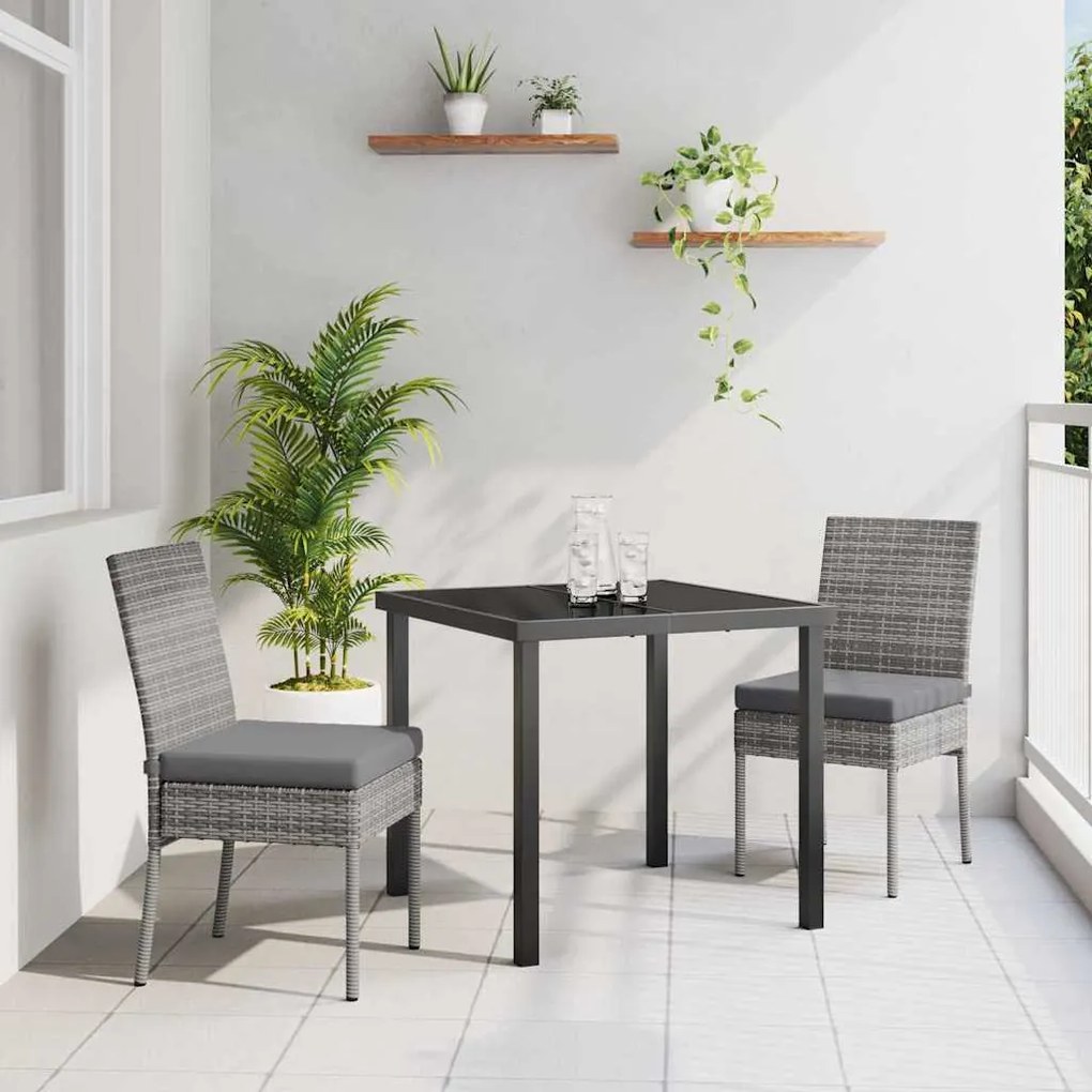 vidaXL Σέτ φαγητού για κήπο 3 pcs Γκρι Πολυ ράταν