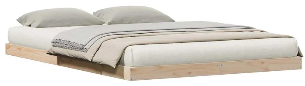 vidaXL Κρεβάτι δαπέδου Φυσικό 140 x 220 cm Μασίφ ξύλο πεύκου