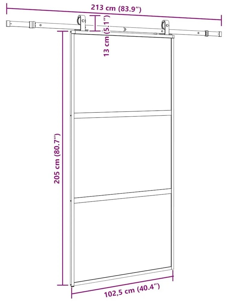 Σετ συρόμενης πόρτας με υλικό μαύρο 102,5x205 cm - Μαύρο