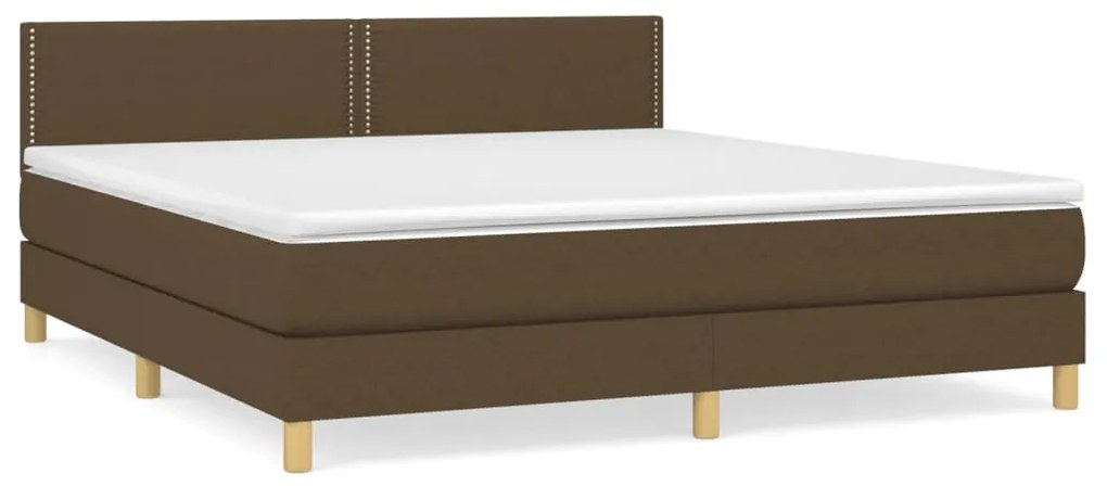 Κρεβάτι Boxspring με Στρώμα Σκούρο Καφέ 160x200 εκ Υφασμάτινο - Καφέ