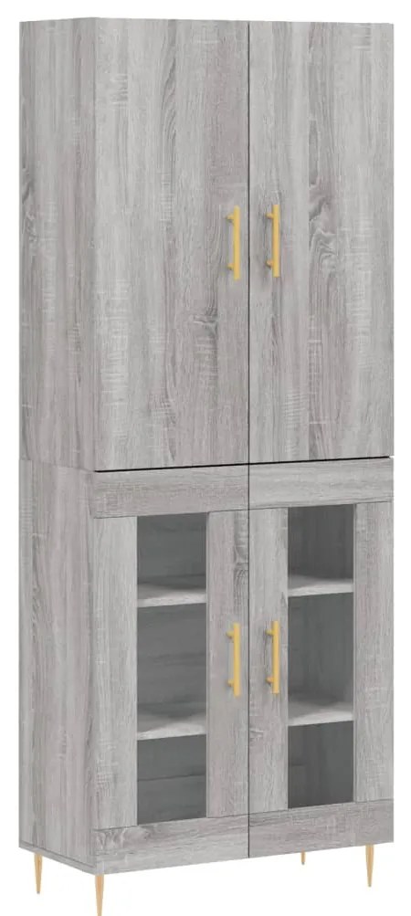 vidaXL Ντουλάπι Γκρι Sonoma 69,5 x 34 x 180 εκ. Επεξεργασμένο Ξύλο