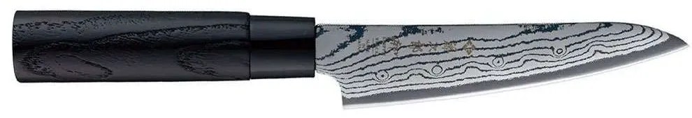 Μαχαίρι Γενικής Χρήσης Shippu Black FD-1592 13cm Από Δαμασκηνό Ατσάλι Silver-Black Tojiro Steel,Wood