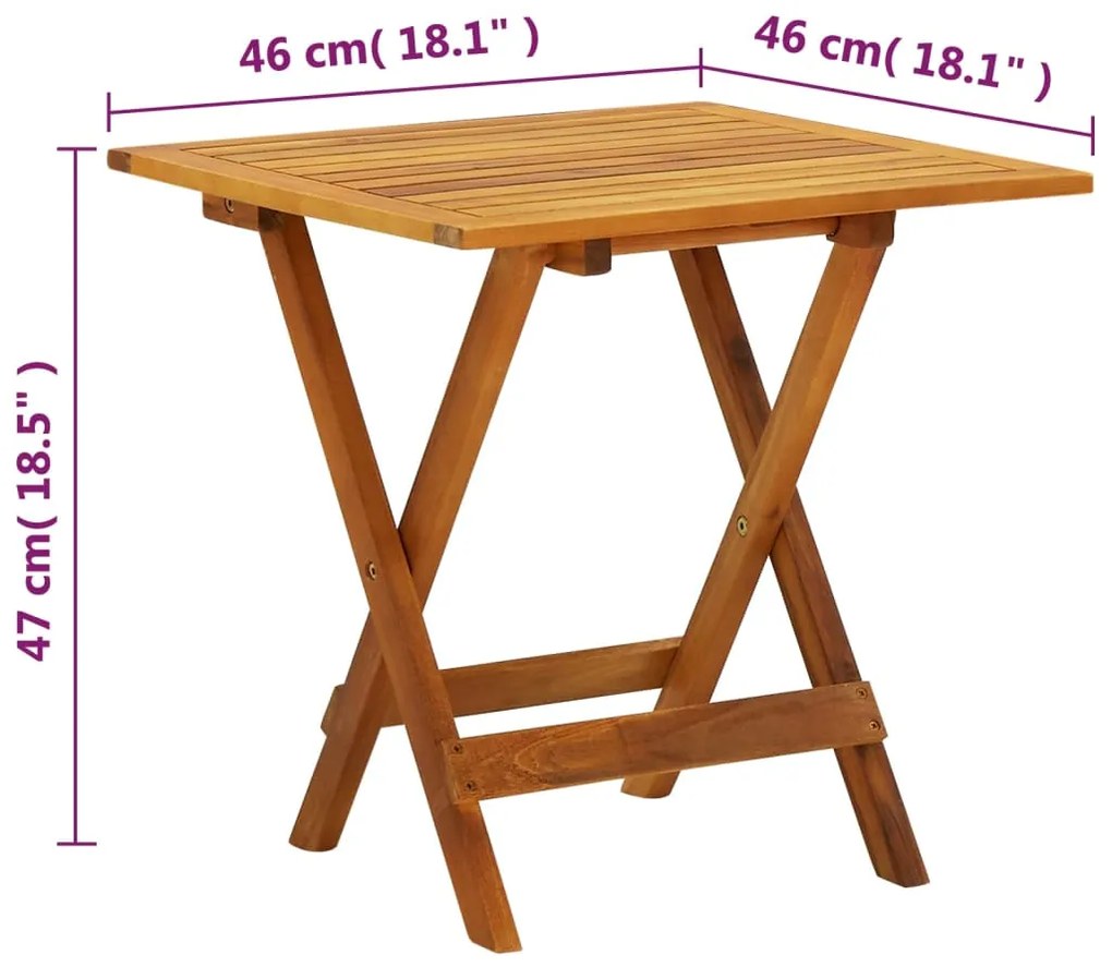 Τραπέζι Bistro 46 x 46 x 47 εκ. από Μασίφ Ξύλο Ακακίας - Καφέ