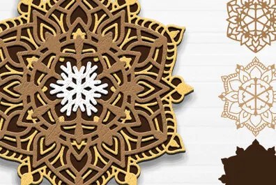 Intra απο ξύλο plywood 3mm-4mm πάχος Τρισδιάστατη διακόσμηση τοίχου Mandala Cut  Δίασταση 30x30 cm INTRAFABR-67415699