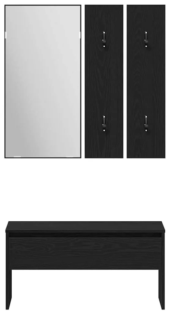 vidaXL Σετ επίπλων χωλ 5 pcs Μαύρο δρυς και Ασημί 80 x 30.5 x 40 εκ