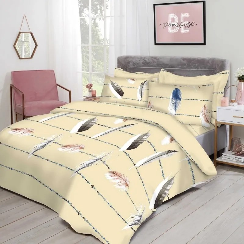 Σετ Σεντόνια Polycotton Υπέρδιπλα 220x240εκ. Εμπριμέ Pluma Yellow 24home