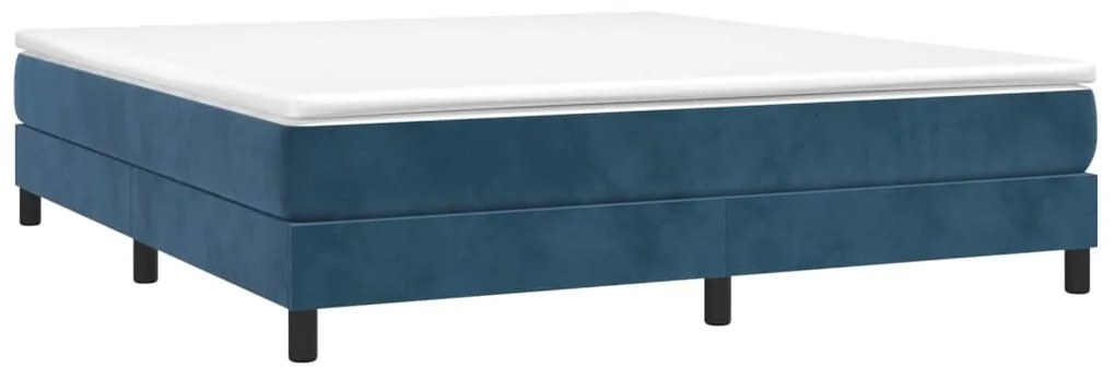 vidaXL Κρεβάτι Boxspring με Στρώμα Σκούρο Μπλε 160x200 εκ. Βελούδινο