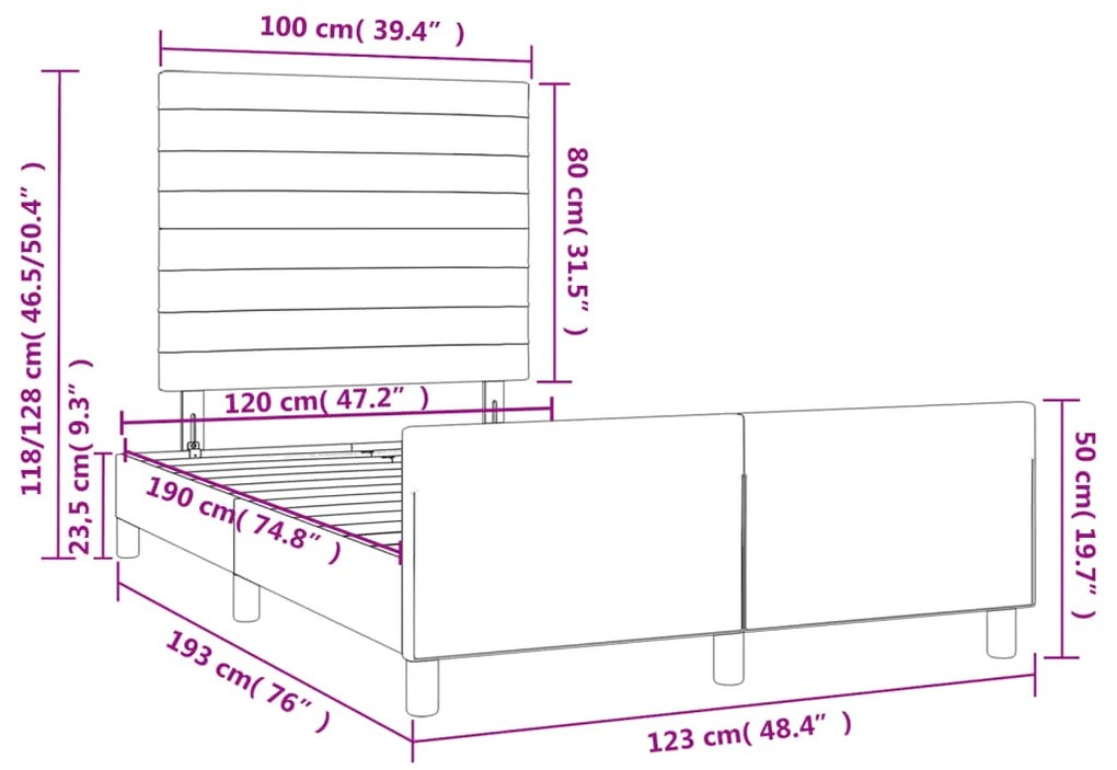 Πλαίσιο Κρεβατιού χωρίς στρώμα Κρέμα 120x190 εκ. Υφασμάτινο - Κρεμ