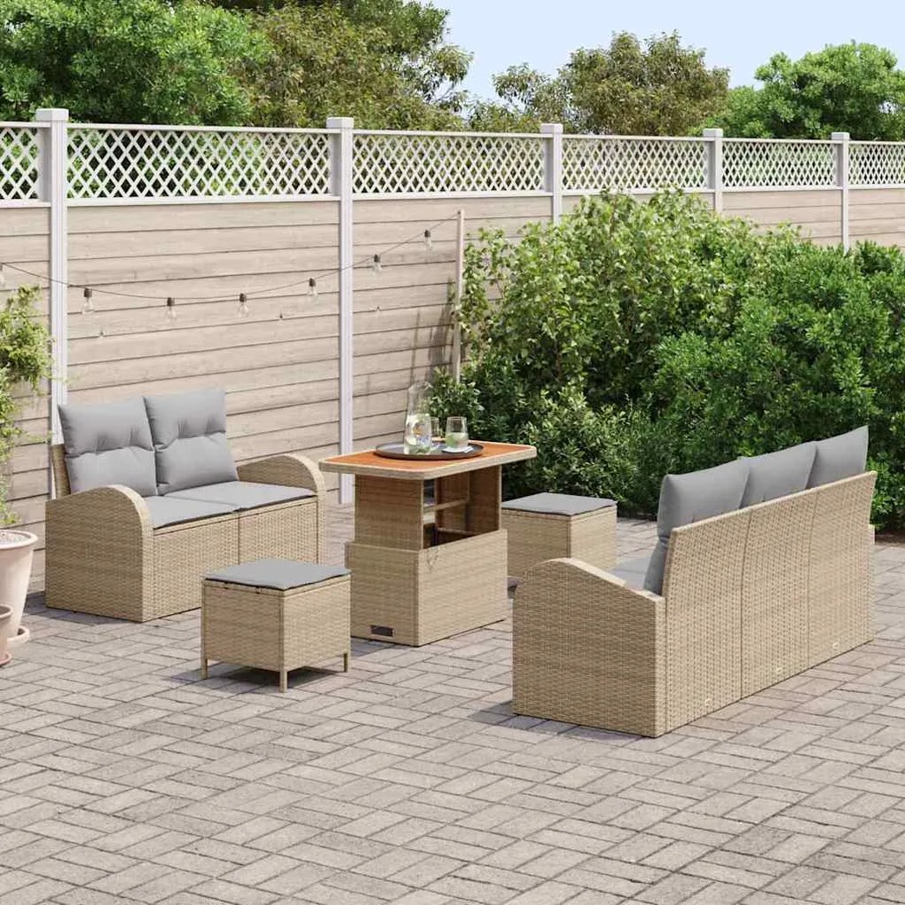 vidaXL Σετ Καναπέ Κήπου 8 pcs Μπεζ, Ανοιχτό Γκρι 90 x 55 x 71 cm