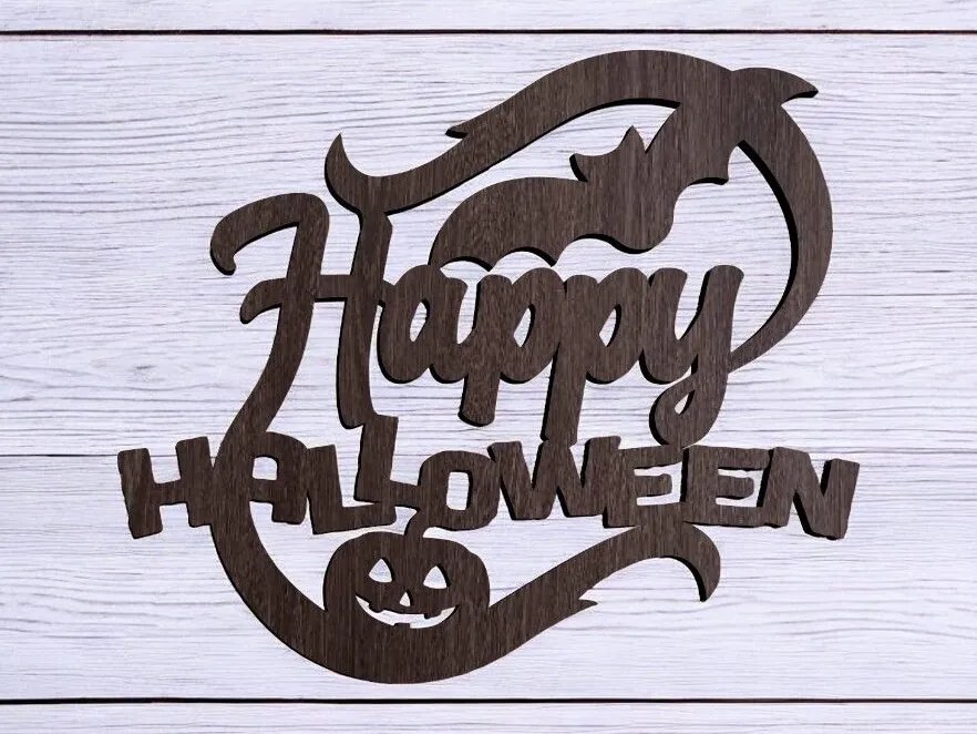 Intra απο ξύλο plywood 3mm-4mm πάχος – Happy Halloween διακόσμηση τοίχου 25x30 cm INTRAVECTRY-MY550849