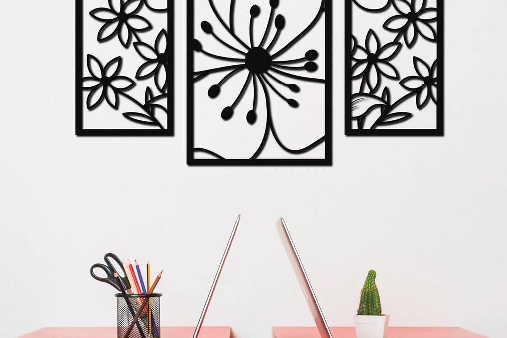 Intra απο ξύλο plywood  Χρώμα wenge 3mm-4mm πάχος - Floral διακόσμηση τοίχου με λέιζερ 15 Δίασταση 30x20 cm INTRAFABR-61316094