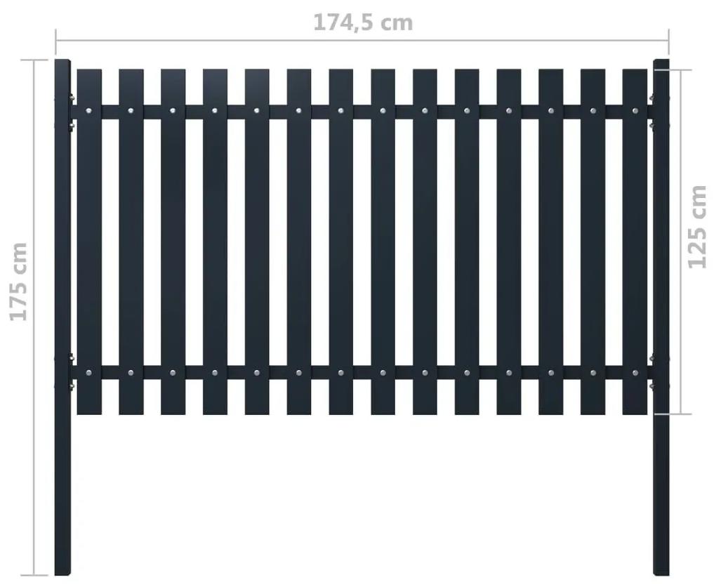 Πάνελ Περίφραξης Ανθρακί 174,5x125 εκ. Ατσάλι με Βαφή Πούδρας - Ανθρακί