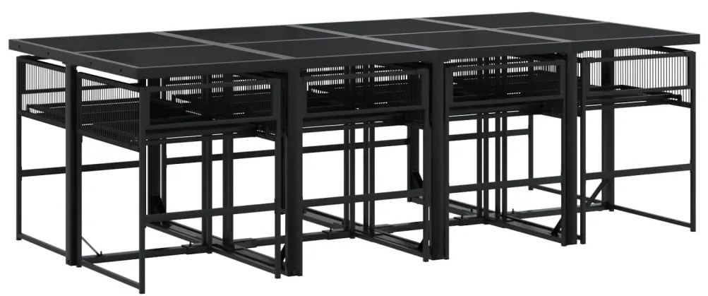 vidaXL Σετ Τραπεζαρίας Κήπου 9 τεμ. Μαύρο από Συνθετικό Ρατάν