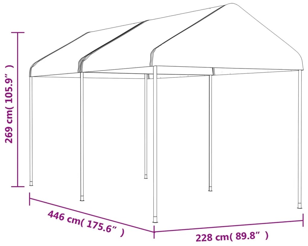 vidaXL Κιόσκι με Τέντα Λευκό 4,46 x 2,28 x 2,69 μ. από Πολυαιθυλένιο