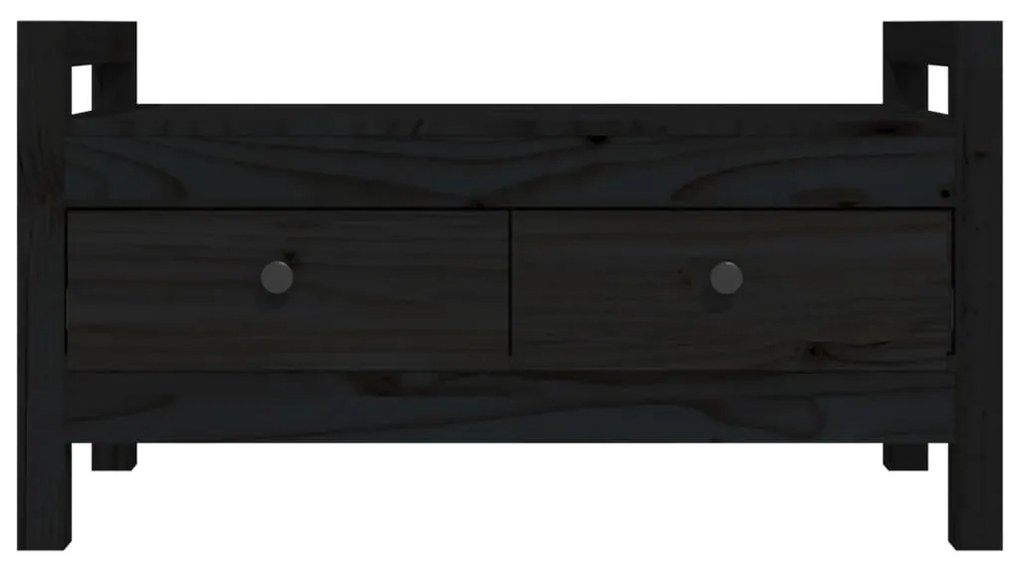 vidaXL Παγκάκι Χολ Μαύρο 80 x 40 x 43 εκ. από Μασίφ Ξύλο Πεύκου