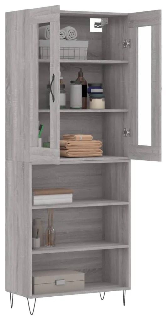 vidaXL Ντουλάπι Γκρι Sonoma 69,5 x 34 x 180 εκ. Επεξεργασμένο Ξύλο