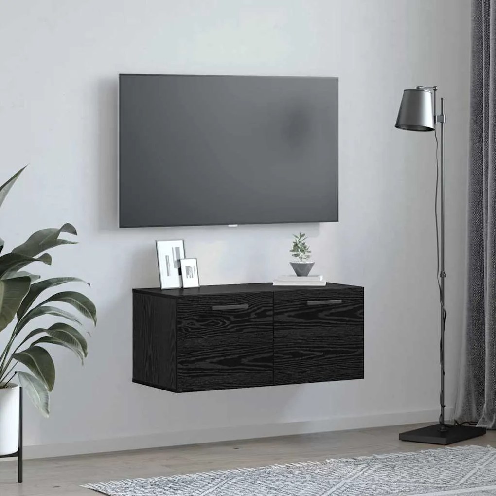 vidaXL Ντουλάπα Τοίχου Μαύρη δρυς 80 x 36.5 x 35 cm Επεξεργασμένο ξύλο