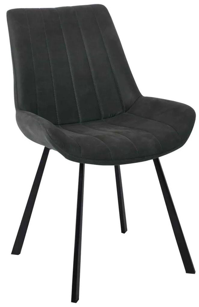 Καρέκλα Μεταλλική MATT Μαύρη/Ύφασμα Suede Ανθρακί 55x61x88cm (Σετ 4 ΤΕΜ)