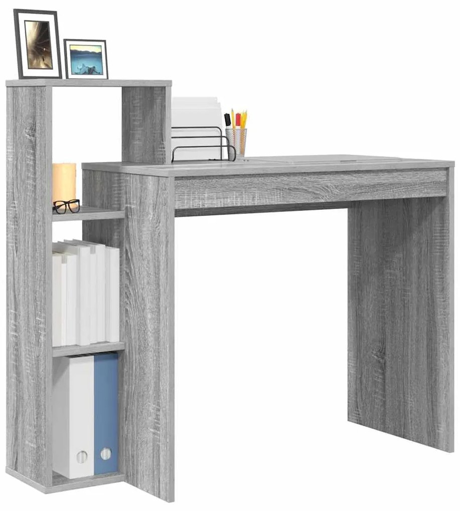 vidaXL Γραφείο με ράφι Γκρι sonoma 100 x 40 x 90 cm Επεξεργασμένο ξύλο