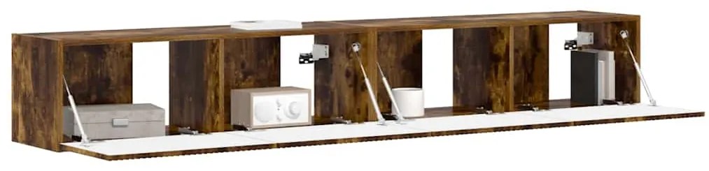 vidaXL Ντουλάπι Τηλεόρασης Τοίχου Επιτοίχιο 2 pcs Καπνιστό Δρύς