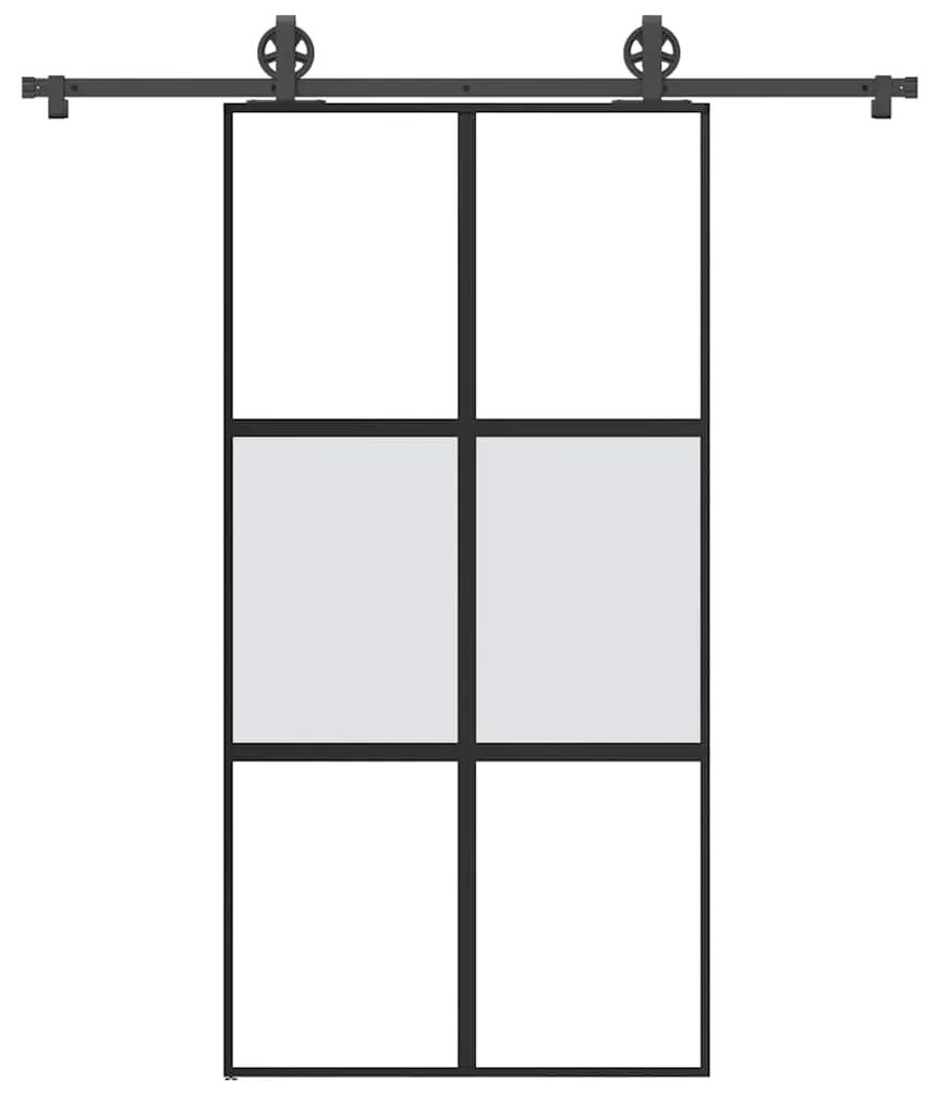 Συρόμενη πόρτα με σετ υλικού 102,5x205 cm από γυαλί&amp;Αλουμίνιο - Μαύρο