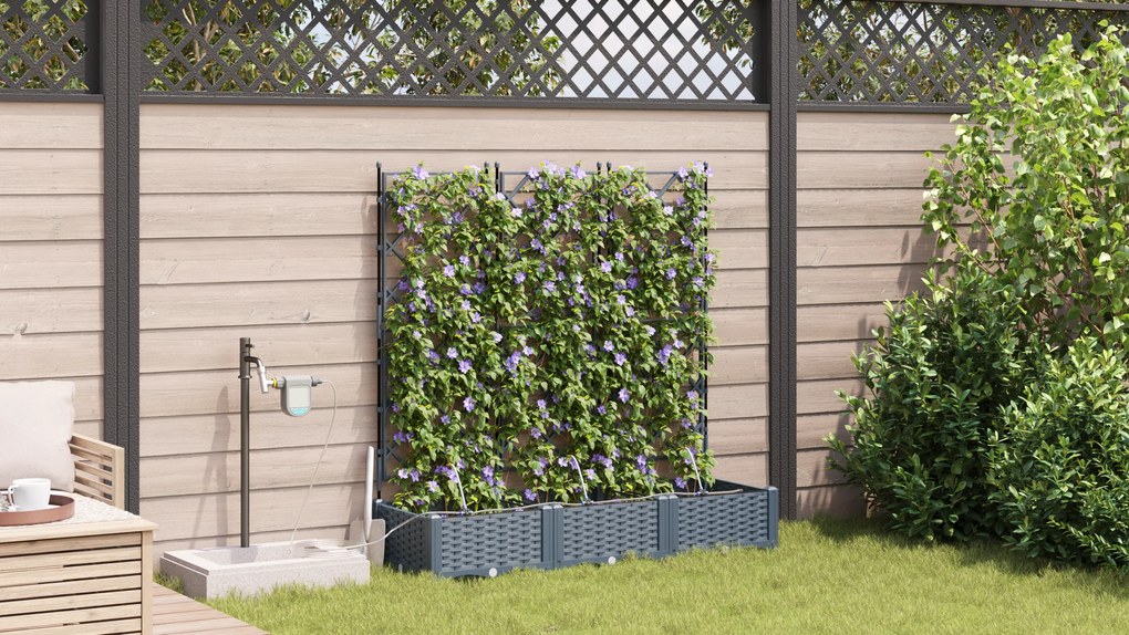 vidaXL Γλάστρες Κήπου 1 τεμ Ανοιχτό γκρι 120 x 40 x 126 cm Πλαστικό