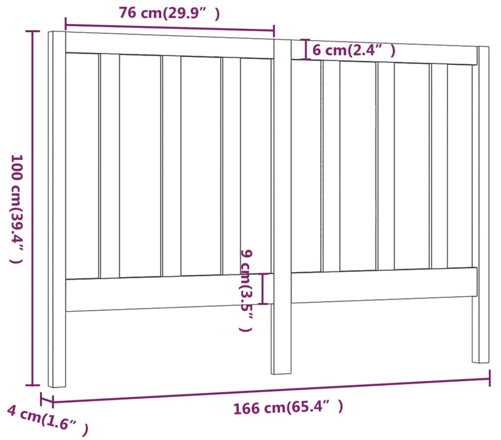 vidaXL Κεφαλάρι Κρεβατιού Λευκό 166 x 4 x 100 εκ. Μασίφ Ξύλο Πεύκου