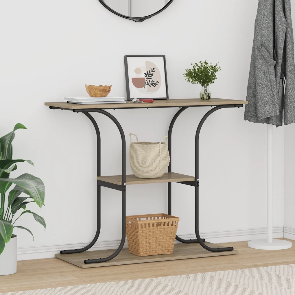 vidaXL Τραπέζι κονσόλας με ράφι Sonoma Δρυς 101 x 35 x 80.5 εκ