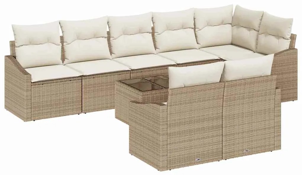 vidaXL Σετ Καναπέ με μαξιλάρι 9 pcs Μπεζ συνθετικό ρατάν