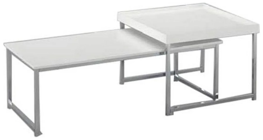 Τραπεζάκι Καφέ DKD Home Decor Λευκό Ασημί Χάλυβας Ξύλο MDF 110 x 48 x 45 cm