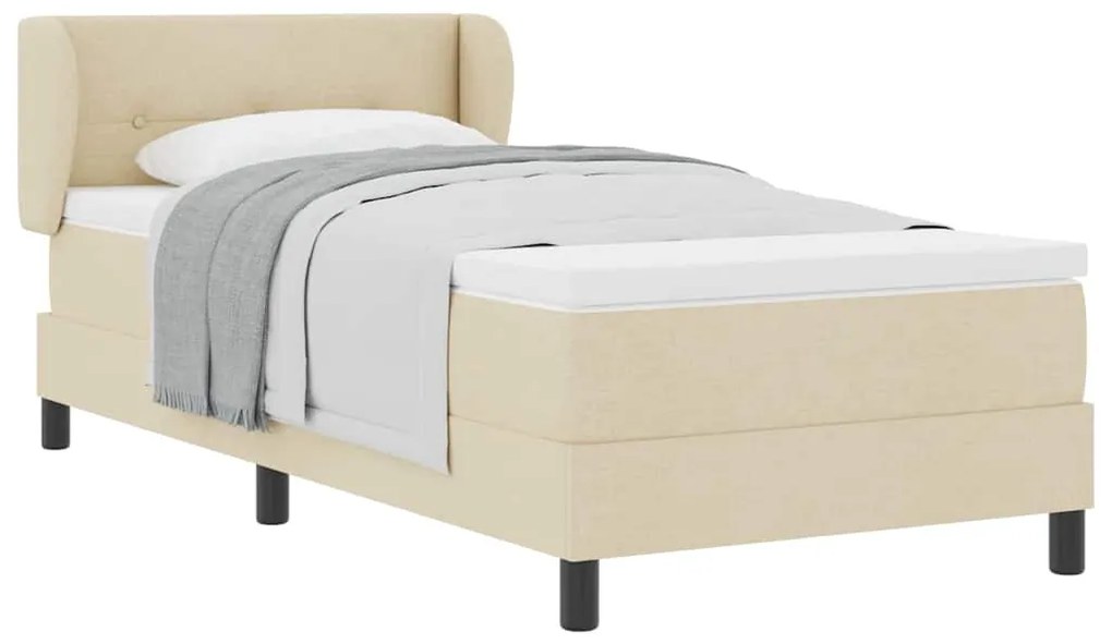 vidaXL Κρεβάτι box spring με στρώμα με στρώμα Κρεμ 90 x 200 cm ύφασμα