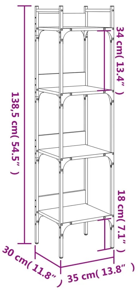 ΒΙΒΛΙΟΘΗΚΗ 4 ΕΠΙΠΕΔΩΝ SONOMA ΔΡΥΣ 35X30X138,5 ΕΚ. ΕΠΕΞΕΡΓ. ΞΥΛΟ 838849