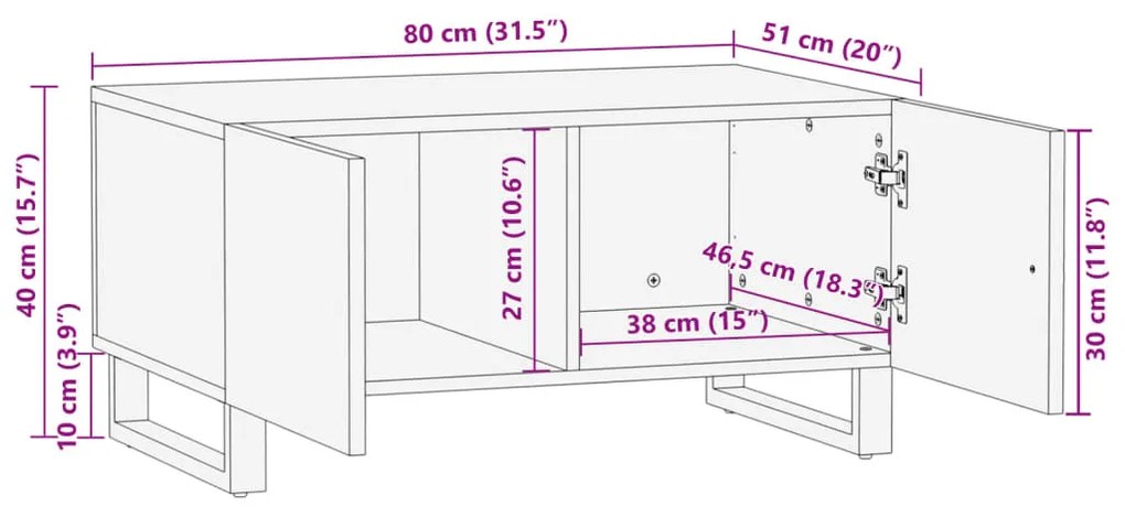 ΤΡΑΠΕΖΑΚΙ ΣΑΛΟΝΙΟΥ 80X51X40 ΕΚ. ΑΠΟ ΜΑΣΙΦ ΞΥΛΟ ΑΚΑΚΙΑΣ 377465