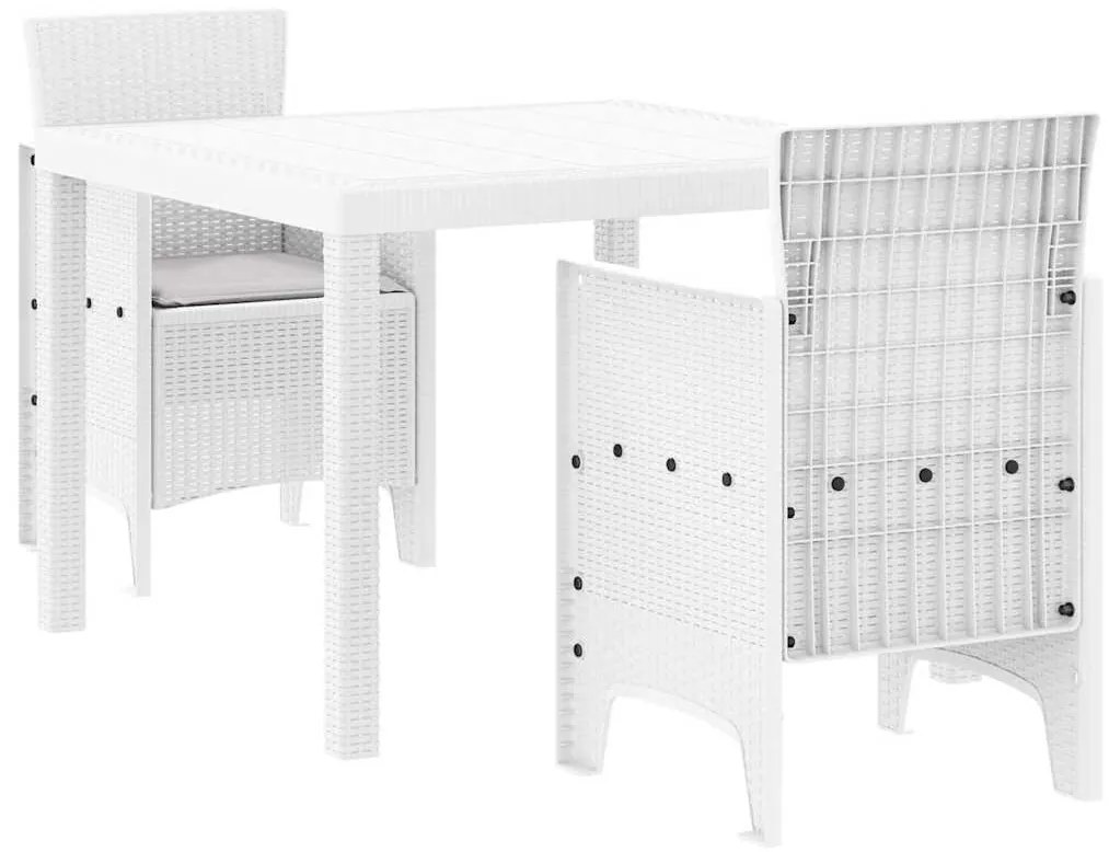 vidaXL Σέτ φαγητού για κήπο 3 pcs Λευκό Rattan Polt