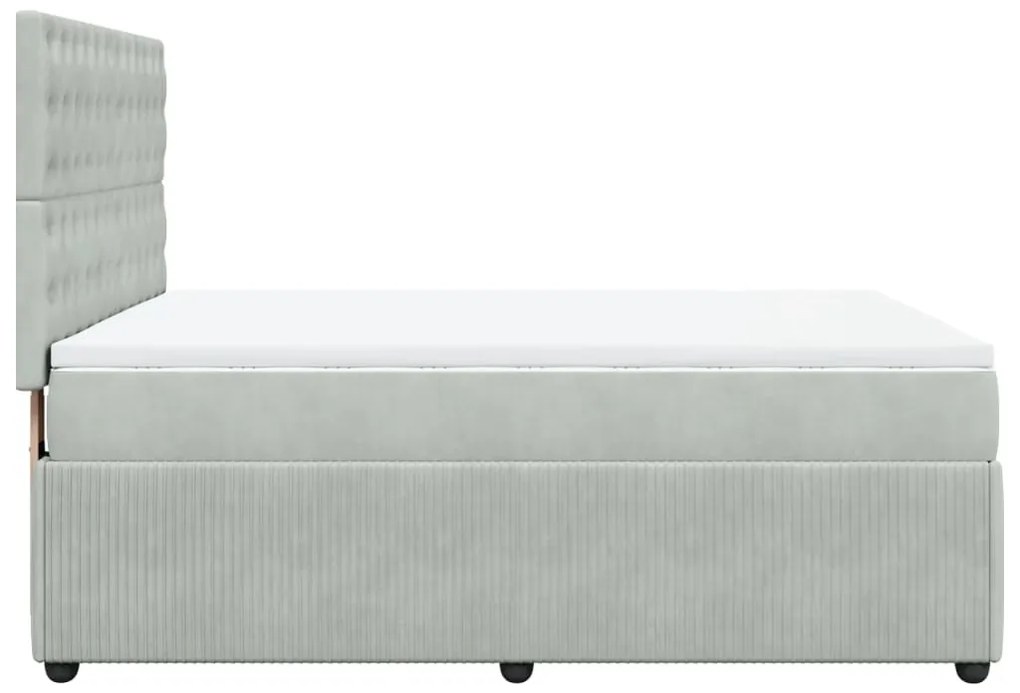 vidaXL Κρεβάτι Boxspring με Στρώμα Ανοιχτό Γκρι 140x190 εκ. Βελούδινο