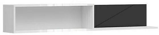 Σετ επίπλων Boston CE114, Γυαλιστερό λευκό, Μαύρο ματ, Με πρόσθετο εξοπλισμό, Ξεχωριστά μέρη, Με τραπέζι τηλεόρασης, 201x43cm | Epipla1.gr