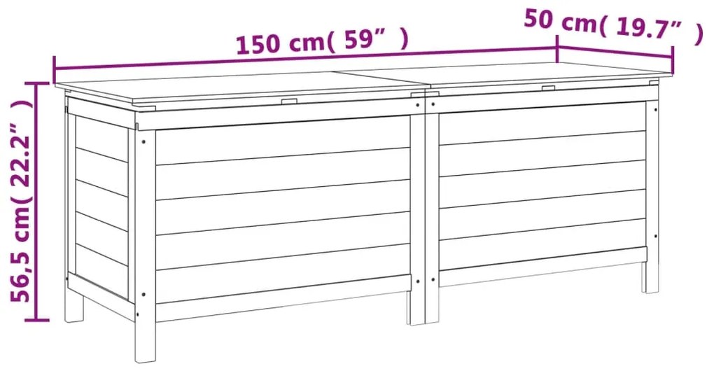 Μπαούλο Αποθ. Κήπου Καφέ 150x50x56,5 εκ. Μασίφ Ξύλο Ελάτης - Καφέ