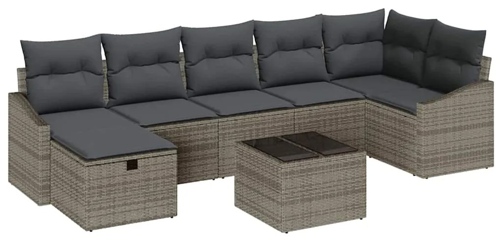 vidaXL Σετ Καναπέ Κήπου 8 pcs Γκρι 55 x 62 x 69 εκ Πολυ ράταν