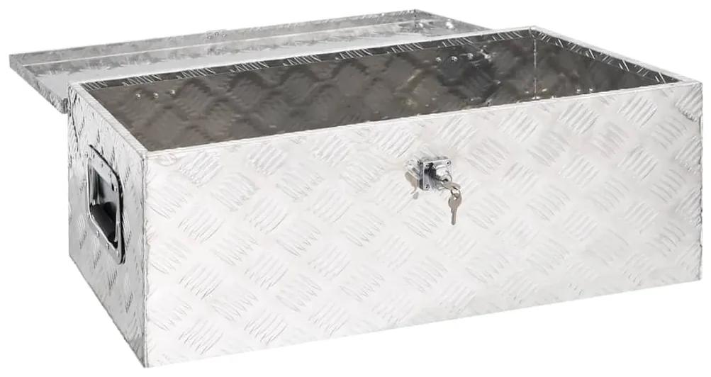 vidaXL Κουτί Αποθήκευσης Ασημί 80 x 39 x 30 εκ. από Αλουμίνιο
