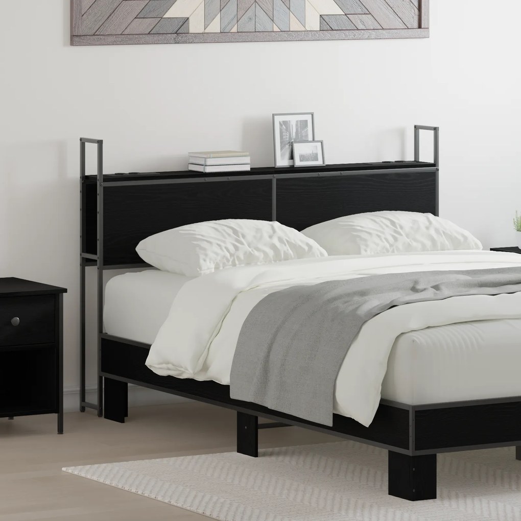vidaXL Κεφαλάρι Αποθήκης Μαύρη δρυς 135 cm Επεξεργασμένο ξύλο