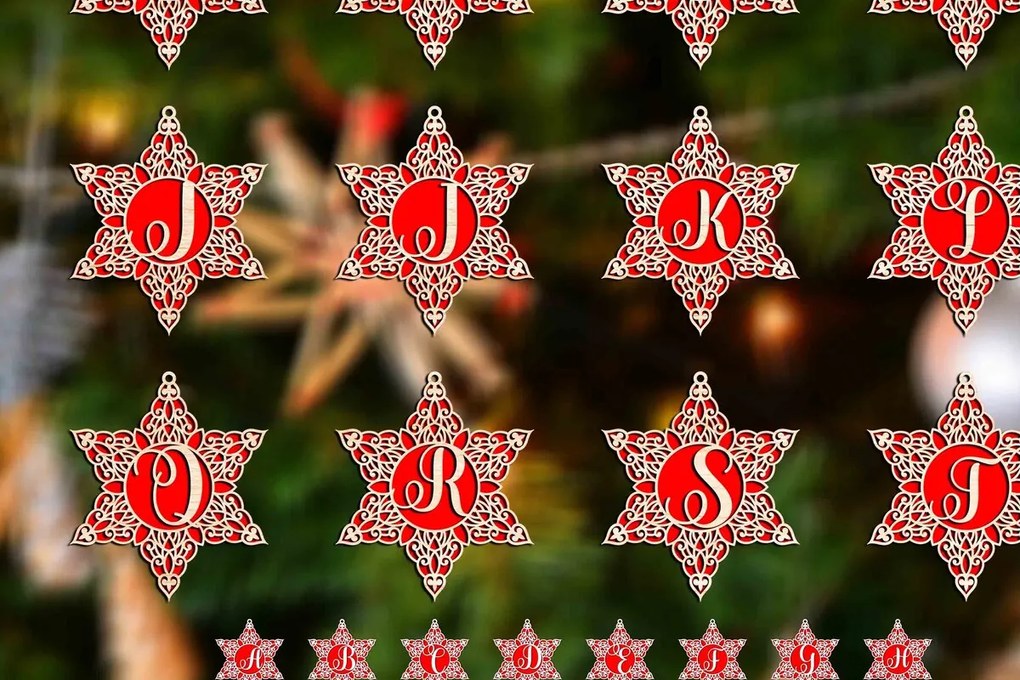 Intra απο ξύλο plywood 3mm-4mm πάχος Χριστουγεννιάτικες μπάλες διακοσμήσεις Alphabe Δίασταση 4x4 cm INTRAFABR-78494173