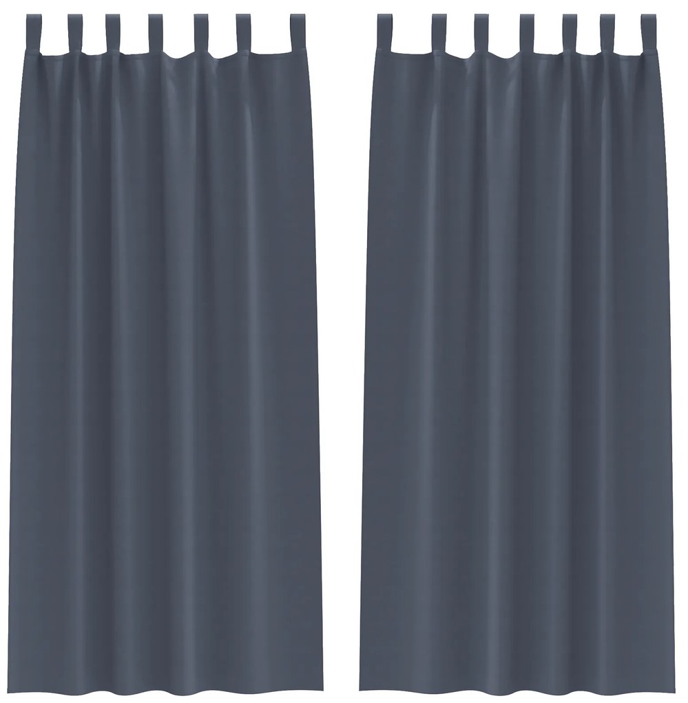 vidaXL Κουρτίνες με κουρτίνες 2 pcs Ανθρακί 245 x 140 εκ. Πολυεστέρας
