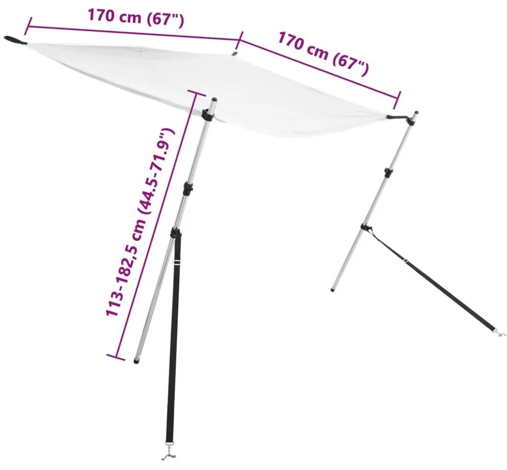 Επέκταση Σκιάστρου Σετ Σχήμα Τ Λευκό 170x170x(113-182,5) εκ.