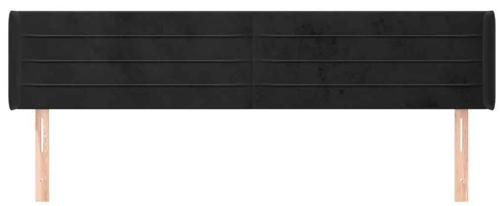 Κεφαλάρι με Πτερύγια Μαύρο 163x16x78/88 εκ. Βελούδινο - Μαύρο