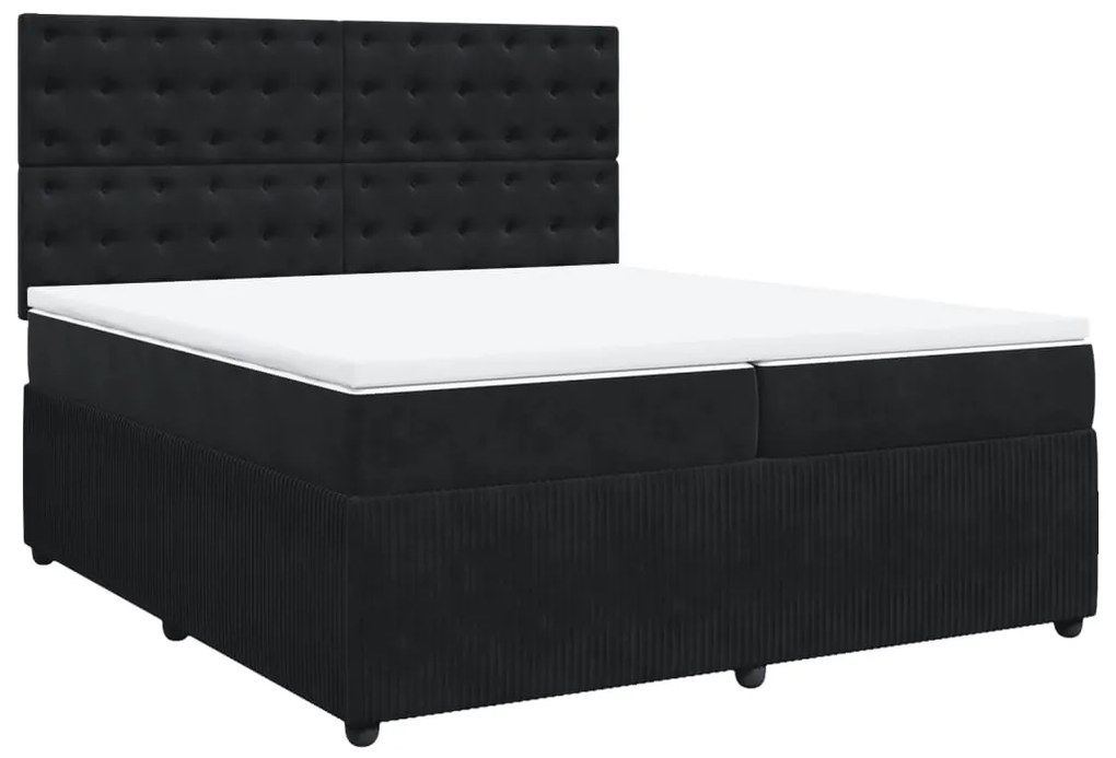 vidaXL Κρεβάτι Boxspring με Στρώμα Μαύρο 200x200 εκ. Βελούδινο